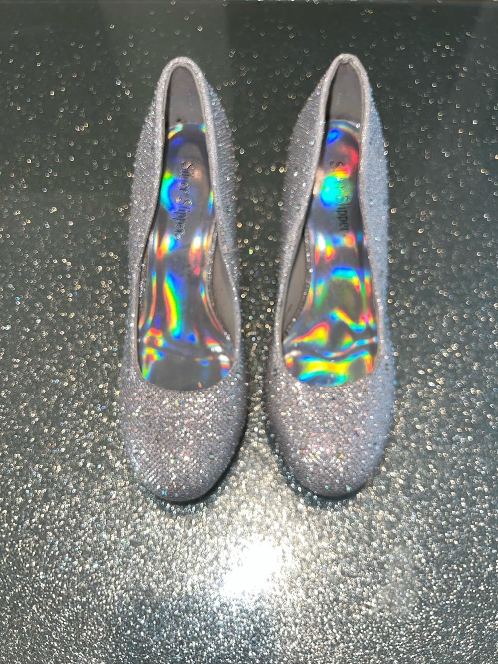 Sparkling Silver Glitter Pumps - Women's Dress Heels
